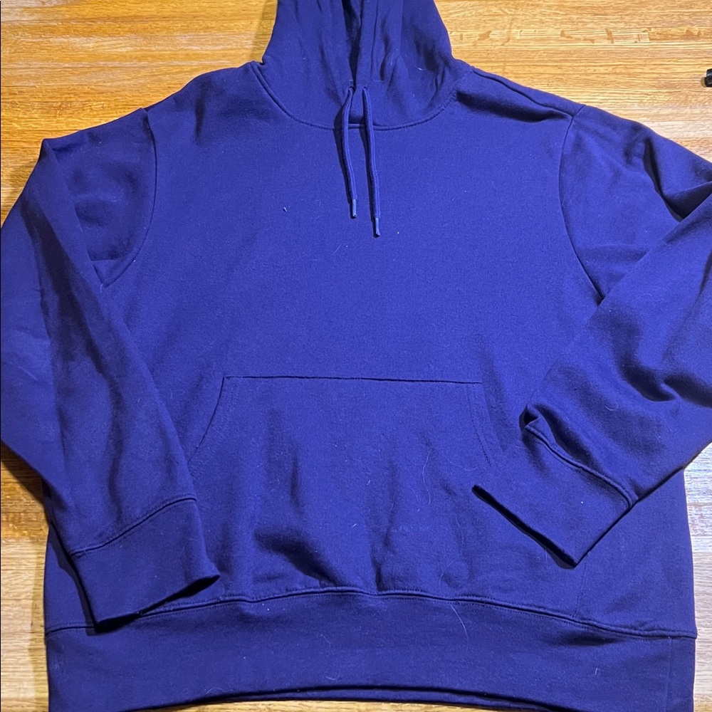 Xersion Men Medium Solid Deep Purple‎ Lightweight Fleece Pocket Pullover Hoodie